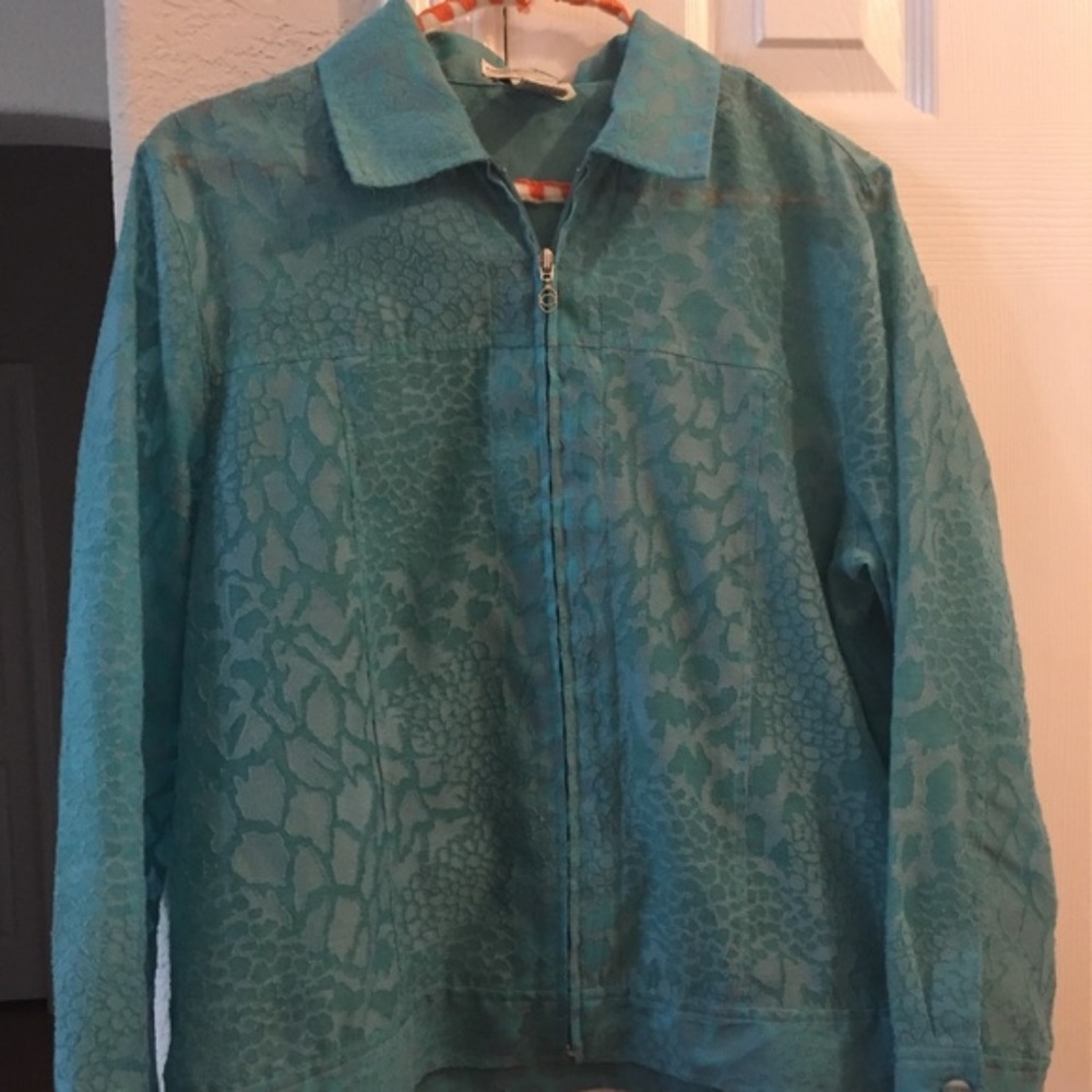 Drapers & Damons turquoise zip see thru jacket PM